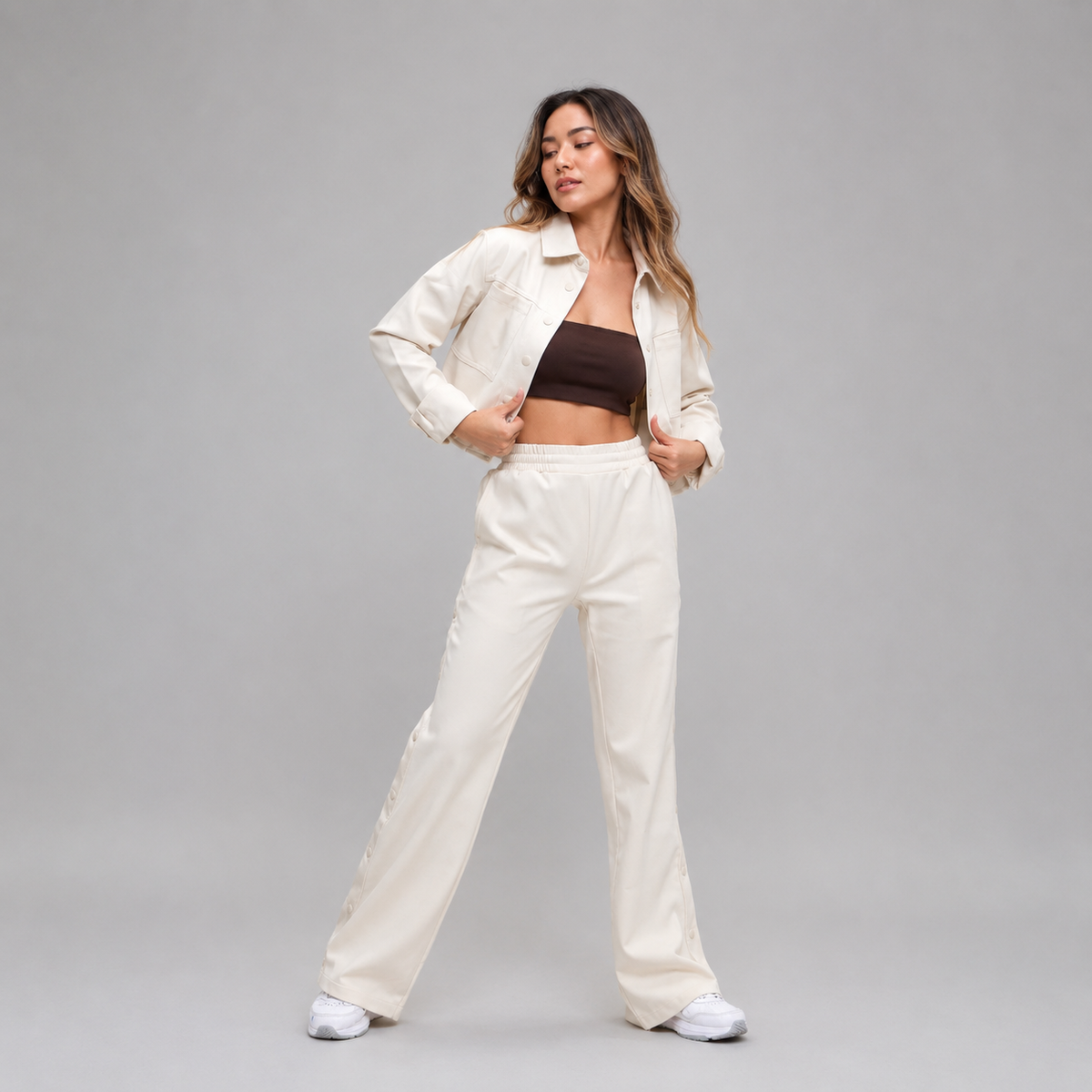 Snap Crop Jacke - Bone – Ansicht 4